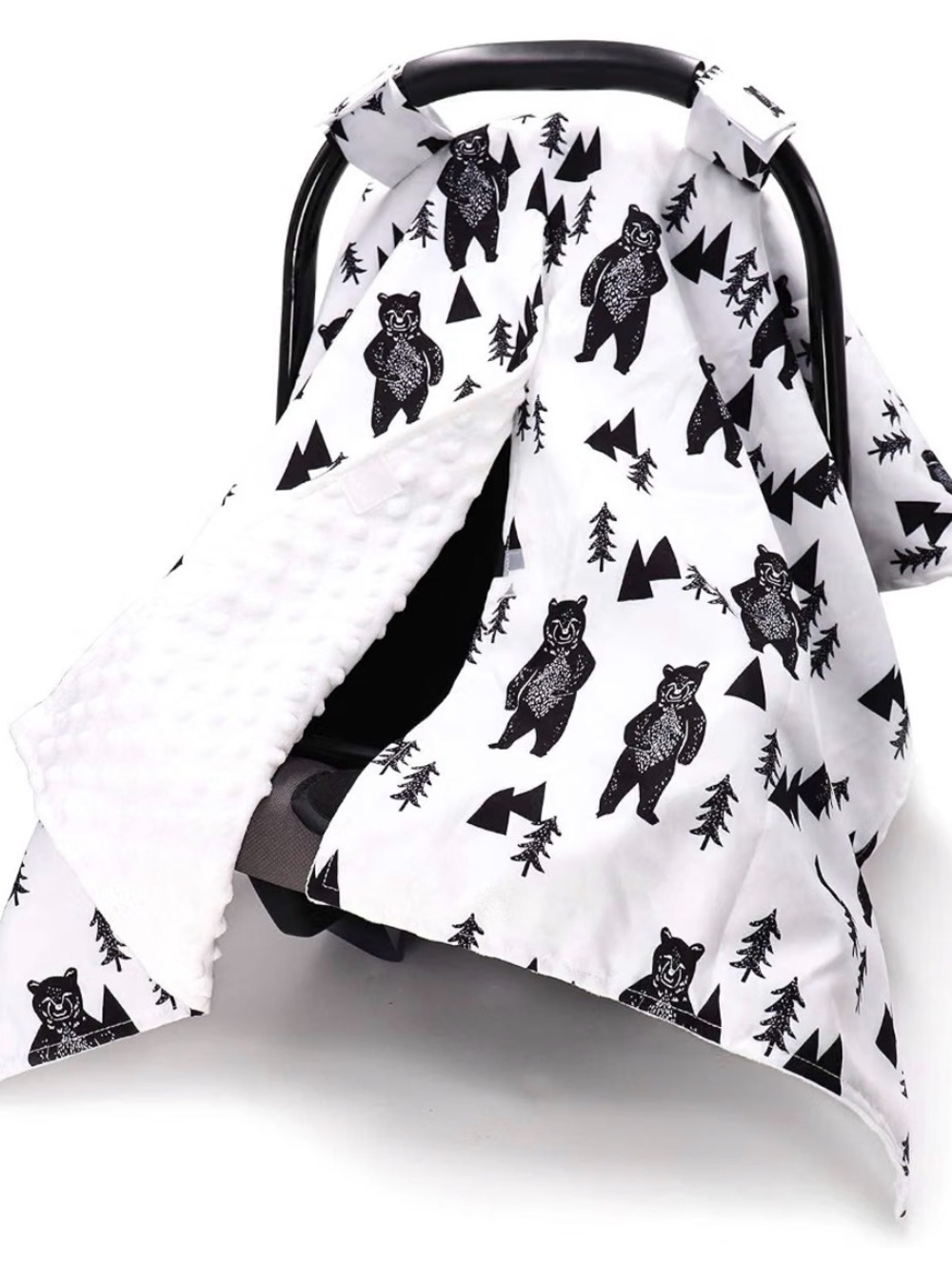 Black and white bear car seat canopy